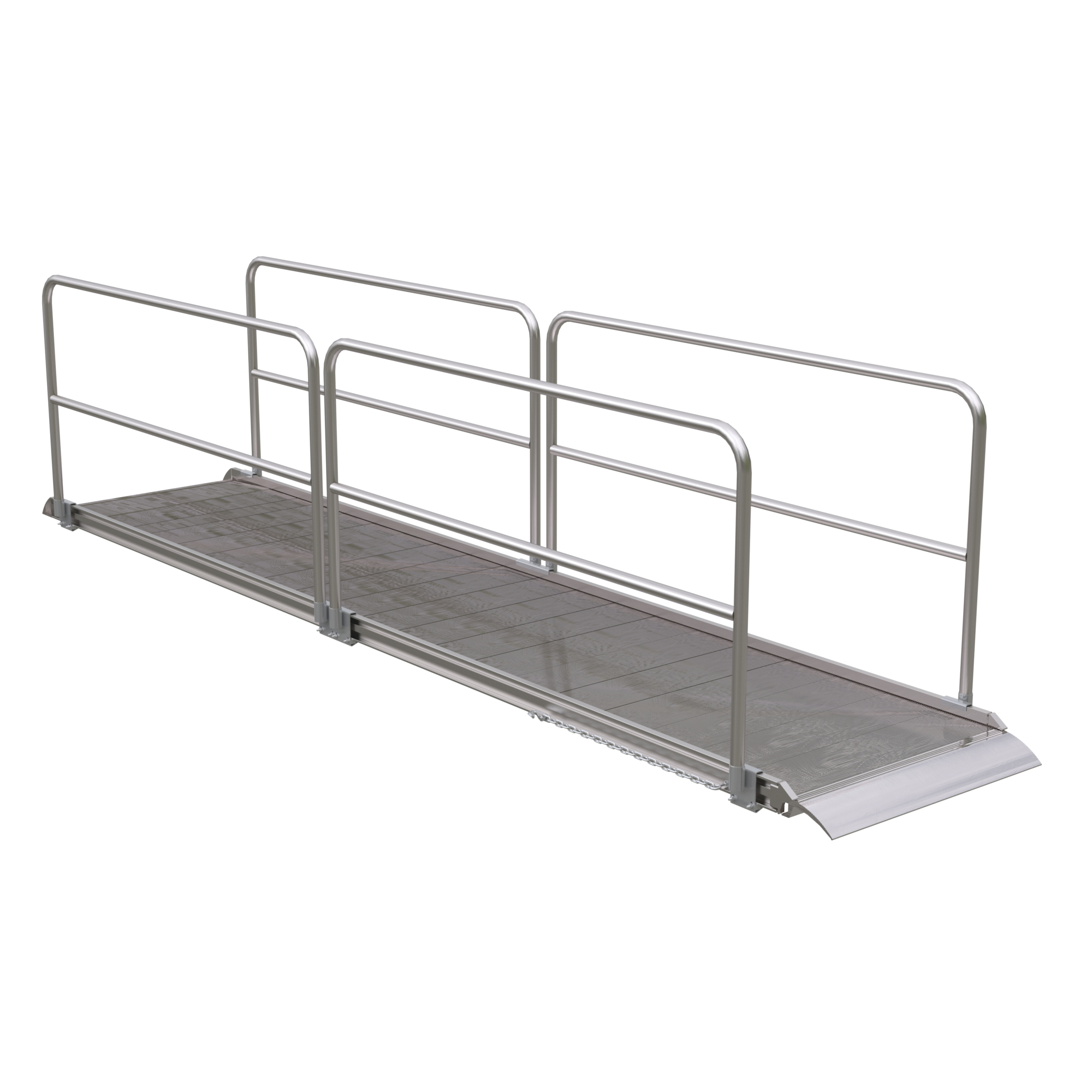 Vestil Aluminum Walk Ramp with Handrails - 192in., 1000-Lb. Capacity, Non-Skid Surface, Model# AWR-38-16A-HR